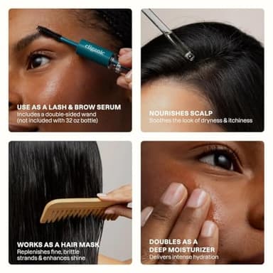 Cliganic Organic Castor Oil, 100% Pure - For Hair, Skin, Face, Eyelashes & Eyebrows | Natural Cold Pressed Unrefined Hexane-Free (8oz) - Image 4