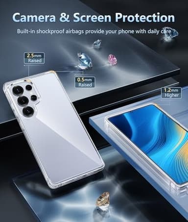 FNTCASE for Samsung Galaxy S25-Ultra Case: Military Grade Drop Protection Anti Yellowing Cell Phone Cover - Rugged Shockproof Protective Bumper Transparent Cases(Clear - Image 4
