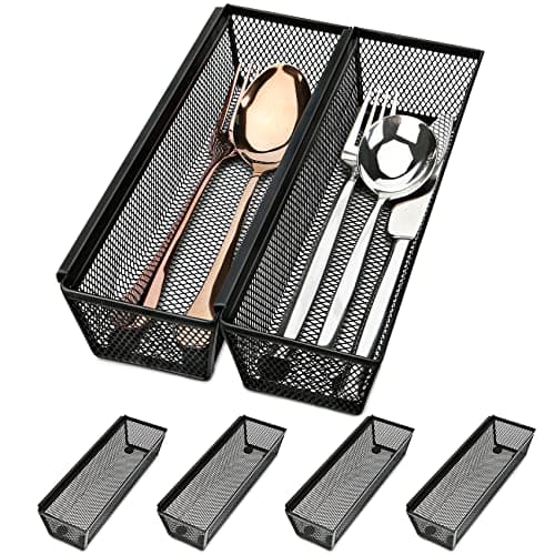 Smgmg Silverware Drawer Organizer, Silverware Organizer for Drawer, 6 Pack Utensil Organizer for Kitchen Drawers, Kitchen Drawer Organizer for Large Utensils with Interlocking Arm (9.6 * 3 * 2 inch) - Image 1