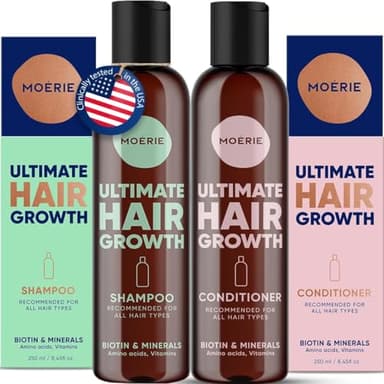 Moerie Volumizing Shampoo and Conditioner for Hair Loss - Thickening Products with Ingredients of Natural Origin - Over 100 Active Ingredients for Thick, Long, Luscious Hair, 2 X 8.45 Fl Oz - Image 1