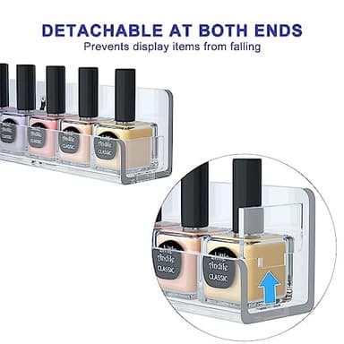 FEMELI 24 Inch Nail Polish Wall Rack: 6 Shelves Clear Acrylic Nail Polish Holder Organizer for 130-180 Bottles (24 Inch, Clear) - Image 4