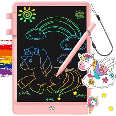 FLUESTON LCD Writing Tablet, Doodle Board Toys Gifts for 3-8 Year Old Girls Boys, 10 Inch Colorful Electronic Board Drawing Pad for Kids, Gifts for Toddler Educational Learning Travel Birthday, Pink - Image 1