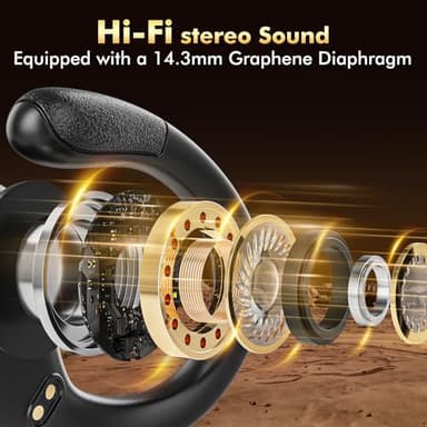 Catitru Wireless Earbuds Bluetooth Headphones 80H Playback Ear Buds Power Display with Noise Canceling Mic with Earhooks for Sports/Workout - Black - Image 5