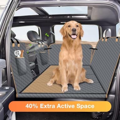 Lekespring Dog Car Seat Cover for Back Seat, Larger Dog Car Bed Cover with Hard Bottom, Car Backseat Extender for Hammock for Full Size Truck/SUV 8 Panels Gray - Image 3