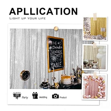 Hahuho Silver Sequin Backdrop Curtain, 4PCS 2FTx8FT Glitter Backdrop Curtain for Parties, Christmas, Wedding, Party Decoration（4 Panels, 2FT x 8FT, Silver - Image 6