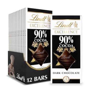 Lindt EXCELLENCE 90% Cocoa Dark Chocolate Bar, Christmas Candy, 3.5 oz. (12 Pack) - Image 1