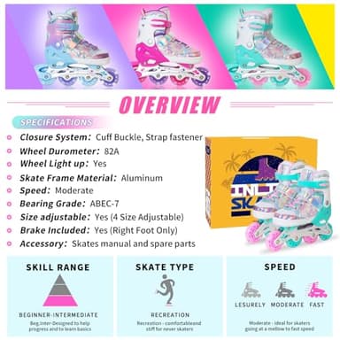 MammyGol Adjustable Inline Skates for Girls Boys Ages 4-12 with Light up Wheels & Butterfly Design – Vibrant Flashing Roller Skates, Perfect Beginner Skates for Kids Youth - Image 7