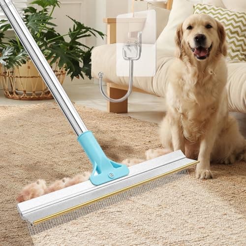 Transni Carpet Rake for Pet Hair Removal, 67'' Adjustable Handle Carpet Rake Cat Dog Hair Remover, Reusable Long Handle Pet Hair Removal Tool, Removal Broom for Rugs, Mats, Couch, Furniture - Image 1