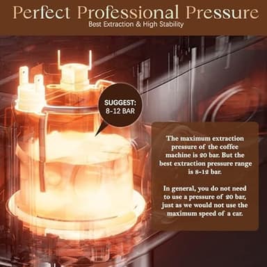 Frossvt Espresso Machine 20 Bar, Milk Frother Steam Wand, 60oz (1.8 Liters) Water Tank, 1350W for Home Barista Espresso Latte Macchiato and Cappuccino Maker - Image 2