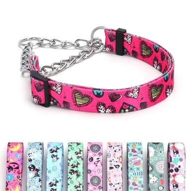 haoyueer Martingale Dog Collar - Stainless Steel Chain, No Pull Training Collar with Flower Design for Large Medium Small Dogs (15, S) - Image 7