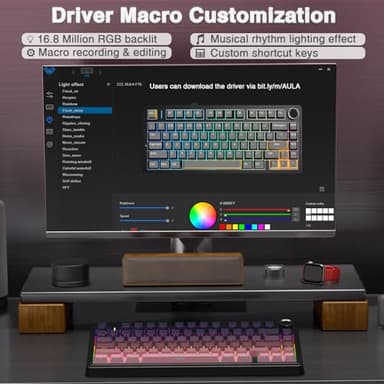 AULA F75 Pro Wireless Mechanical Keyboard,75% Hot Swappable Custom Keyboard,RGB Backlit,Pre-lubed Reaper Switches,Side Printed PBT Keycaps Mechanical Gaming Keyboards, Pink&Black - Image 7