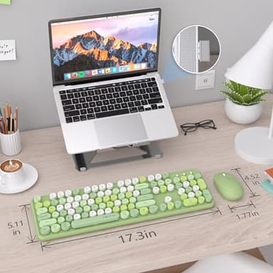 UBOTIE Colorful Computer Wireless Keyboards Mouse Combos, Typewriter Flexible Keys Office Full-Sized Keyboard, 2.4GHz Dropout-Free Connection and Optical Mouse (Green-Colorful) - Image 7