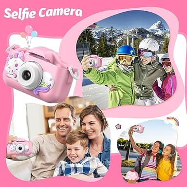 Goopow Kids Selfie Camera Toys for Girls Age 3-9, Digital Video Camera Toy with Protective Cover,Christmas Birthday Festival Gifts for 3-9 Year Old Girls Boys- 32GB SD Card Included (DC-H21-PINK) - Image 3