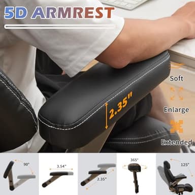 BOSMILLER Big and Tall Office Chair 650lbs for Heavy People with Massage and Heating, Adjustment Lumbar Support Heavy Duty Leather Executive Office Chair with Quiet Wheels - Image 4