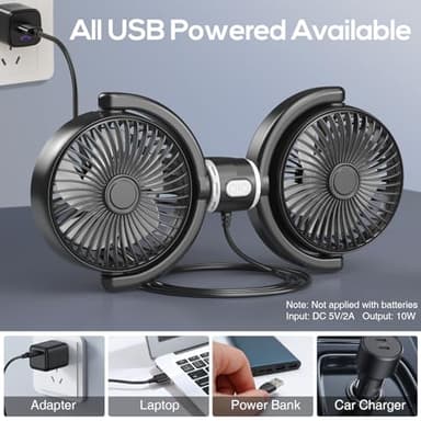 Trustnice USB Car Fan for Backseat for Kids, Dual Head Car Seat Fan Independently Controlled 360° Rotatable Powerful 3-Speed Vehicle rear headrest Air Circulation Cooling Fans for SUV Truck Sedan - Image 7