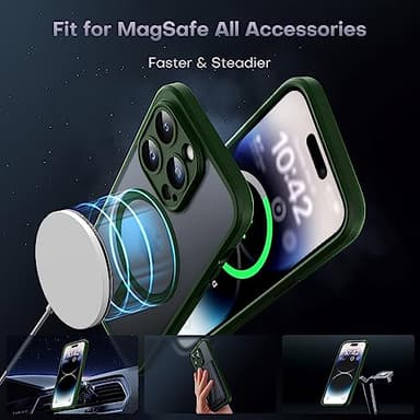 TOCOL Magnetic for iPhone 14 Pro Case, Upgraded Full Camera Protection, Compatible with Magsafe, Drop Protection, Translucent Matte Back Bumper Phone Cover 6.1-Inch, Alpine Green - Image 3