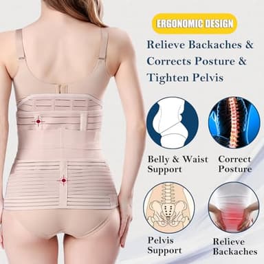 ChongErfei 3 in 1 Postpartum Support - Recovery Belly/waist/pelvis Belt Shapewear Slimming Girdle, Beige, L For Posture Correction - Image 5