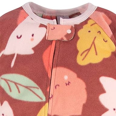 Gerber Baby Girls Flame Resistant Fleece Footed Pajamas 2-Pack, Pink Leaves, 12 Months - Image 5