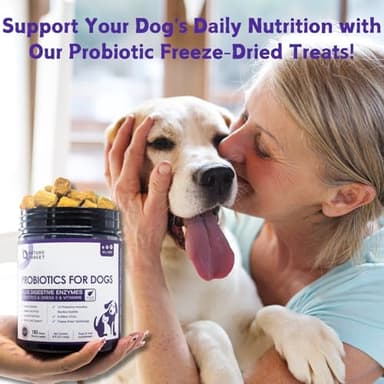 NATURE TARGET Probiotics for Dogs, 6 Billion CFUs, Freeze Dried Dog Probiotics with Prebiotics & Enzymes for Diarrhea, Gas, Vitamins & Omega 3 for Skin & Immune Health, Allergy Itch Relief, 180 Count - Image 8