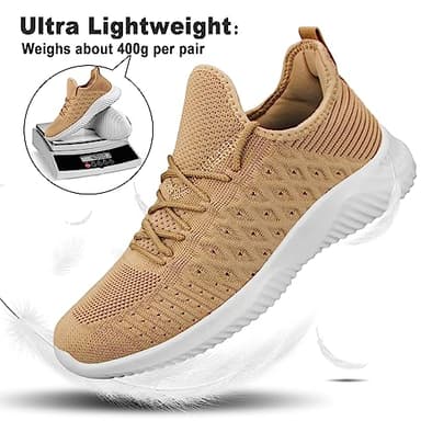 Feethit Mens Slip On Walking Shoes Lightweight Breathable Non Slip Running Shoes Comfortable Fashion Sneakers for Men Khaki 12 - Image 4