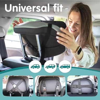 Onco Baby Car Mirror Rear Facing - Double Award-Winning Convex Car Mirror for Baby, 100% Shatterproof & Shakeproof with 360° Rotation, Newborn Essentials (9.6 x 6.9 in) - Image 6