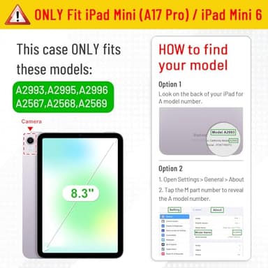 Fintie Case for iPad Mini 7 (A17 Pro, 7th Generation) 2024 / iPad Mini 6 (6th Gen) 8.3 Inch, [Tuatara Magic Ring] 360 Degree Rotating Shockproof Rugged Cover with Screen Protector, Purple - Image 2