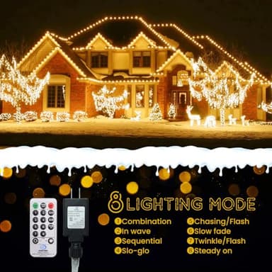 Cluster Lights Christmas 800 Led Fairy Lights 88FT Twinkle Lights with Remote 8 Modes String Lights Timer Plug in Firecracker Fairy Lights for Bedroom Outdoor Valentines Day Decorations,Warm White - Image 4