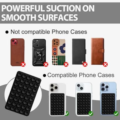 2 Pack Silicone Sticky Grip Holder for Cellphone, Silicone Suction Cup Phone Case Mount Double Sided, Hands-Free Phone Accessories Strong Grip Holder for Selfie and Video (Black) - Image 5