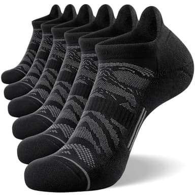 FITRELL 6 Pack Men's Ankle Running Socks Low Cut Cushioned Athletic Sports Socks, Shoe Size 9-12, Black+Gray - Image 1
