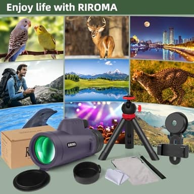 40X60 Monocular Telescope with Smartphone Holder & Tripod, Power Prism Compact Monoculars for Adults Kids, HD Monocular Scope for Bird Watching Hiking Concert Travelling Purple - Image 7