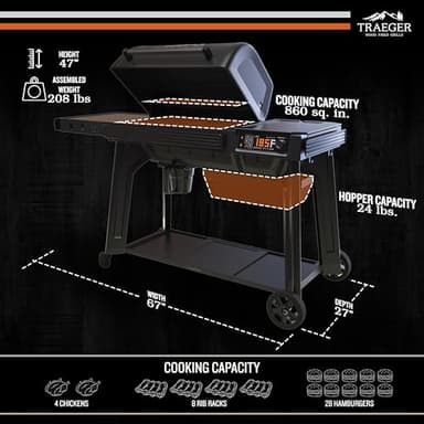 Traeger Grills Woodridge Pro Electric Wood Pellet Grill and Smoker, 970 Sq. In., Outdoor Pellet Smoker Grill with Digital Sensor and Side Shelf, Wi-FIRE Technology, Super Smoke Mode, TFB97JLH - Image 2