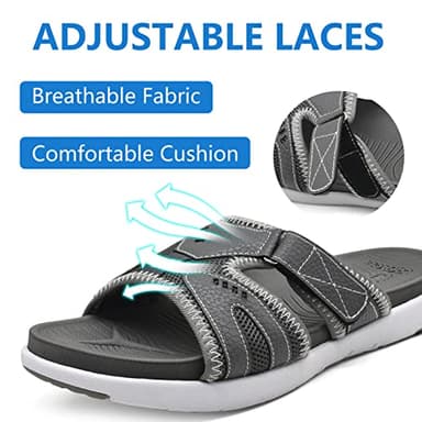 COFACE Mens Sport Recovery Sandals Plantar Fasciitis Soft Cushion Lightweight Orthotic Slides for Men Grey Size 11 - Image 4