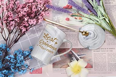 Best Grandma Ever Mug Coffee Gifts Birthday Mothers Day for from Granddaughter Grandson Grandchildren Grandkids 14 Ounce Gift Box with Spoon and Mat Gray - Image 2