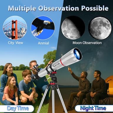 Gaterda Telescope, 90mm Aperture 900mm Refractor Telescope for Adults High Powered, Astronomical Telescopes for Adults Astronomy Beginners with Professional Eyepieces, Tripod, Phone Adapter&Carry Bag - Image 7