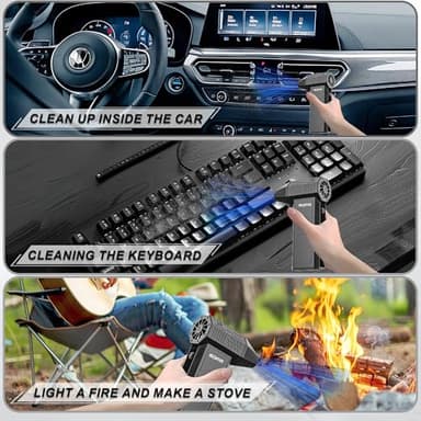 SDFM Compressed Air Duster - Electric Air Duster with Built in Brushless Motor,130,000RPM, 3-Speed Adjustable Air Blower - Suitable for Keyboard, Computer, car, and Home Cleaning (X3) (Max-Black) - Image 7
