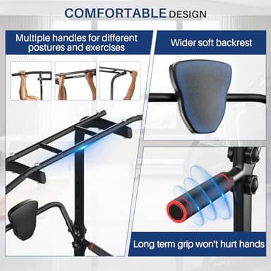 BangTong&Li Power Tower, Pull Up Bar Dip Station/Stand for Home Gym Strength Training Workout Equipment (Black-02) - Image 4