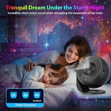 Galaxy Projector for Bedroom, HD Image Star Projector Galaxy Light Adjustable Knob, 13 Film Discs Planetarium Projector for Kids, 360° Rotating 1/2h Timer Simple 3-Button Control - Image 5