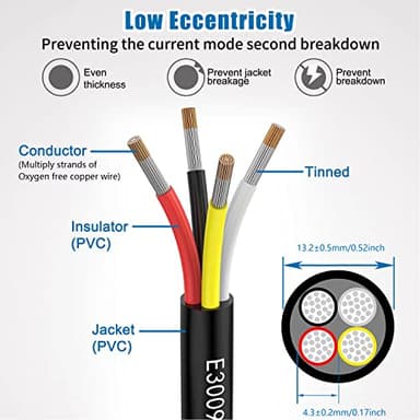 Matugajp 10awg 4 Wire Cable 10/4 Electrical Wire 4 Core Extension Cable 50 feet UL2464 DC 5V/12V/24V/300V 10 Gauge Oxygen Free Stranded Tinned Copper Wire - Image 4