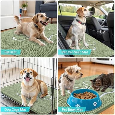 OLANLY Door Mat for Muddy Dog Paws 47x32, Ultra Absorbent Chenille Mud Doormat with Paw Print Design, Non-Slip Washable Doormat for Indoor Entryway, Quick-Dry Pet Bed Mats for Dirty Dogs, Sage Green - Image 7