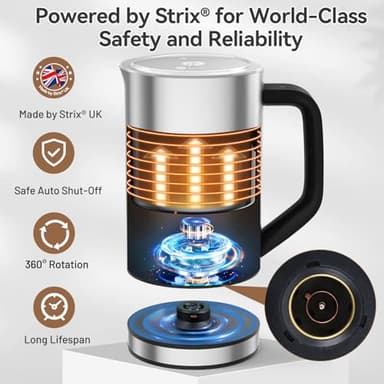 Secura Milk Frother, Electric Milk Steamer Stainless Steel, 8.4oz/250ml Automatic Hot and Cold Foam Maker and Milk Warmer for Latte, Cappuccinos, Macchiato, 120V - Image 5
