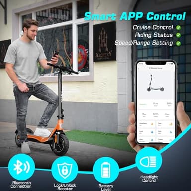 Caroma Electric Scooter Adults, Peak 850W Motor, Max 25 Mph & 30 Miles Long Range, 10 Inch Run-Flat Tires, Folding E-Scooter with Dual Motor and Dual Brakes, Smart Control - Image 5