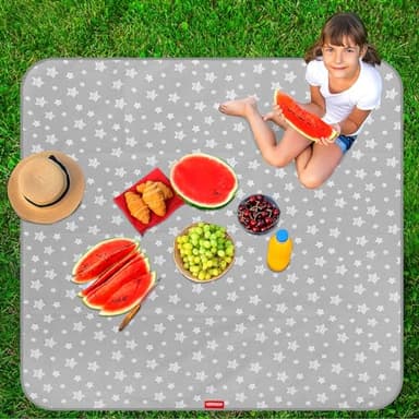 Splat Mat for Under High Chair, Non Slip Waterproof Mealtime Floor Mats Washable Portable Picnic Splash Mat for Baby Art/Craft/Playtime, 42X46 Inch - Grey Star - Image 7
