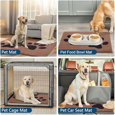 Buganda Dog Door Mat for Muddy Paws, Absorbent Dirt Trapper Washable Indoor Doormats, Non Slip Low-Profile Mud Mat for Dogs, Front Entrance Doormat for Inside Floor (48x30 Inches, Camel and Black) - Image 9