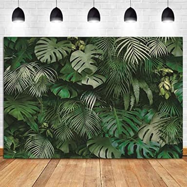 8x6FT Tropical Green Leaves Photography Backdrops Nature Safari Party Decoration Outdoorsy Newborn Baby Shower Backdrop Wedding Bridal Shower Birthday Photo Background Studio Props Booth Vinyl - Image 6