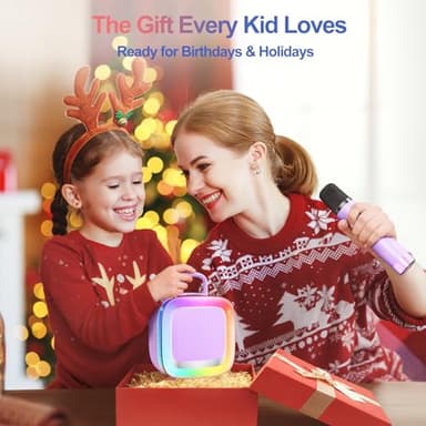 Kinglucky Karaoke Machine for Kids Girls Ages 3-12 with 2 Light-Up Microphones, Bigger Size Yet Portable Bluetooth Speaker with Voice Effects for Birthday, Family Fun & Party (Purple) - Image 2