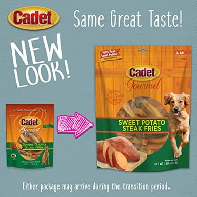 Cadet Gourmet Sweet Potato Steak Fries, Healthy Natural Chewy Dog Treats, Single-Ingredient, for Small & Large Dogs, 1 Pound - Image 7