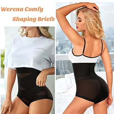 Werena Tummy Control Shapewear Underwear for Women High Waisted Body Shaper Panties Shaping Briefs(#01 Black(smooth Fabric),Small) - Image 5