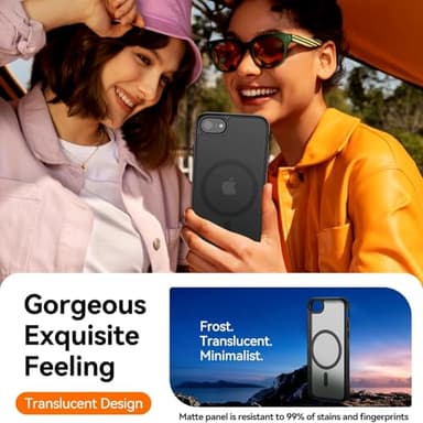 Hualele Magnetic for iPhone SE Case 2022/3rd/2020/2nd gen,iPhone 8/7 Case,Compatible with MagSafe, Military Grade Dropproof Translucent Matte Hard Back Soft Edge Slim Protective Phone Case,Black - Image 7