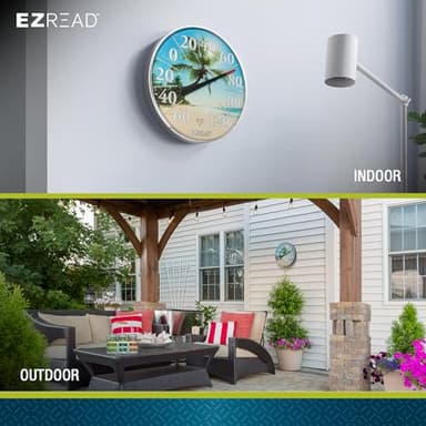 EZREAD Hanging Dial Thermometer 840-1214 Weather Thermometers for Indoor and Outdoor Use, Large 12.5 Inch Diameter, Easy to Read Numbers, Beach - Image 7