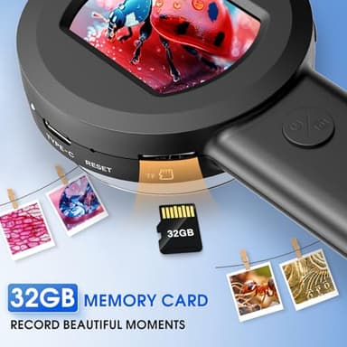 Pocket Digital Microscope for Adults Kids: 100X Handheld Magnifying Glass with Light, USB Coin Magnifier for Collector, Portable Jewelers Loupe with 2" Screen, Mini Scope for Trichome - Image 4